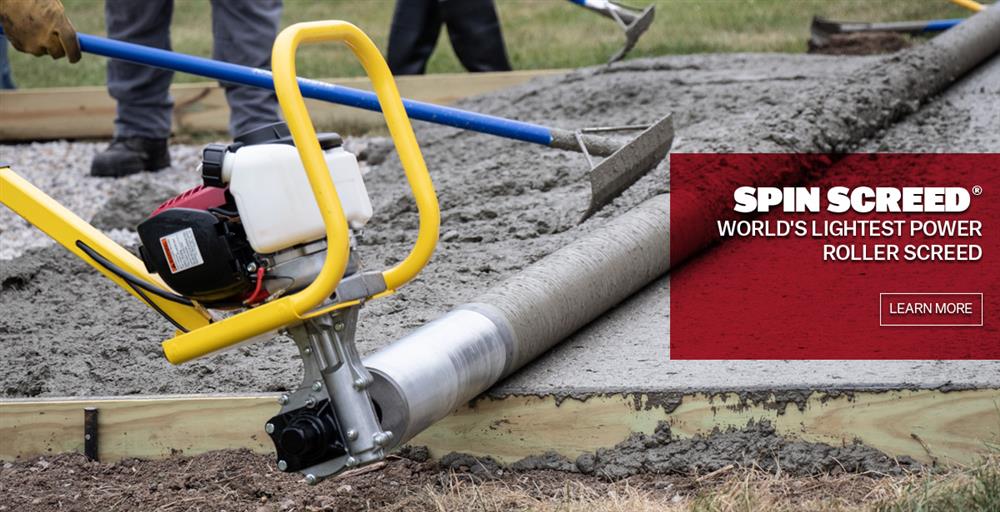 Spin Screed® is the world’s first lightweight power roller screed - Spin Screed's and all accessories